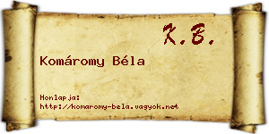 Komáromy Béla névjegykártya